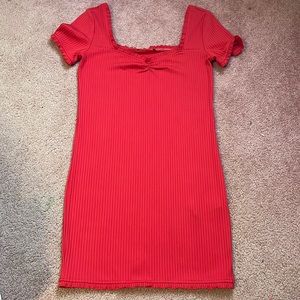 Red body con dress